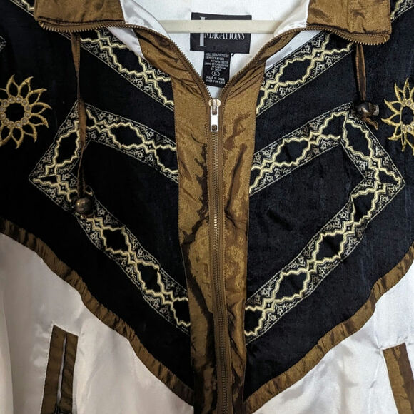 Vintage 1980's Embroidered Windbreaker Bomber Style Gallery Sport Jacket Large - Picture 4 of 9